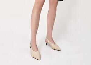 Fu. MSRP $40 NWB IIIMMU NUDE V-CUT SLINGBACK KITTEN HEELS ♡SIZE 8.5♡